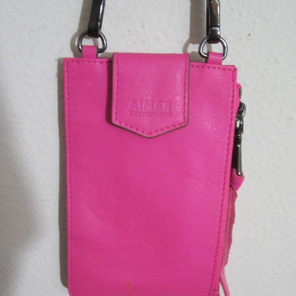 Aimee Kestenberg Out of Office Cell Phone Bag in Hot Pink with Zipper Pocket